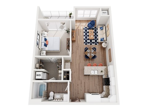 Floor plan for 1 bed, 1 bath, 825 sqft